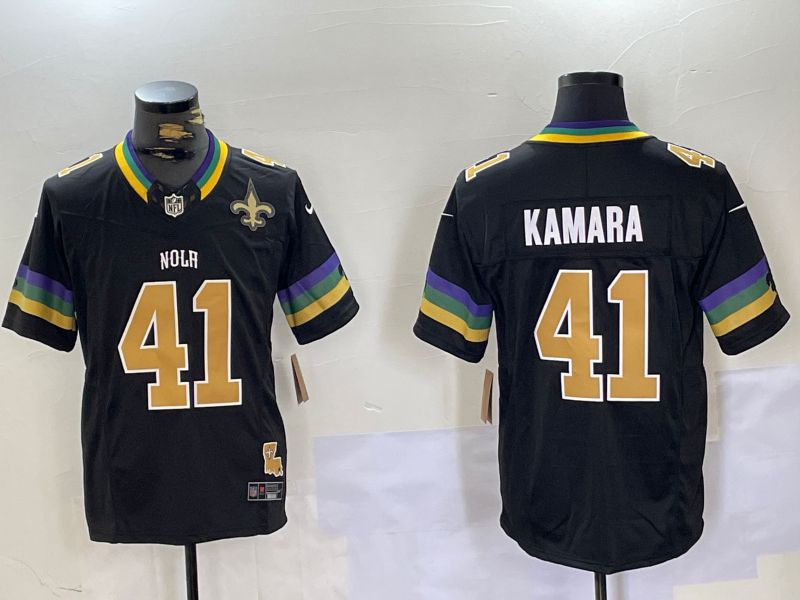 Men New Orleans Saints 41 Kamara Black Three generations 2024 Nike Vapor Limited NFL Jersey style 4